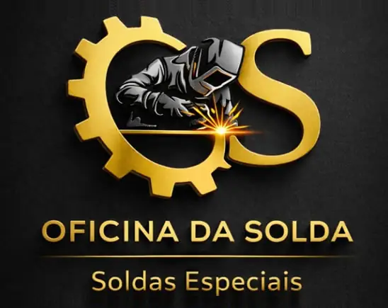 Logo da Oficina da Solda em dourado sobre fundo preto, com a assinatura Soldas Especiais